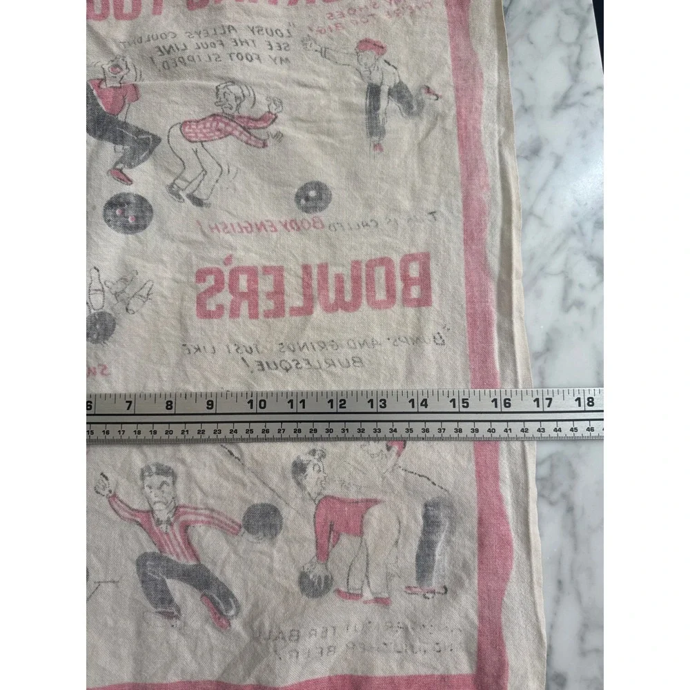 Vintage Bowlers Crying Towel Novelty Bowling Excuses Humorous Tea Towel Red